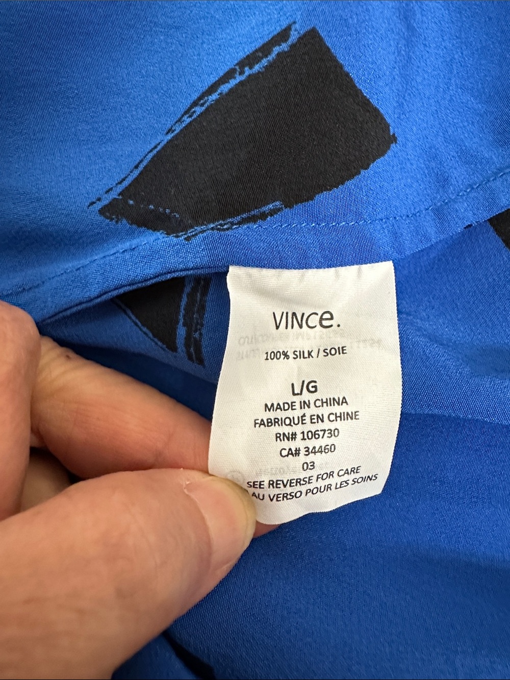 EUC Vince Blue Patterned Short-Sleeve Women’s Top - Picture 4 of 4